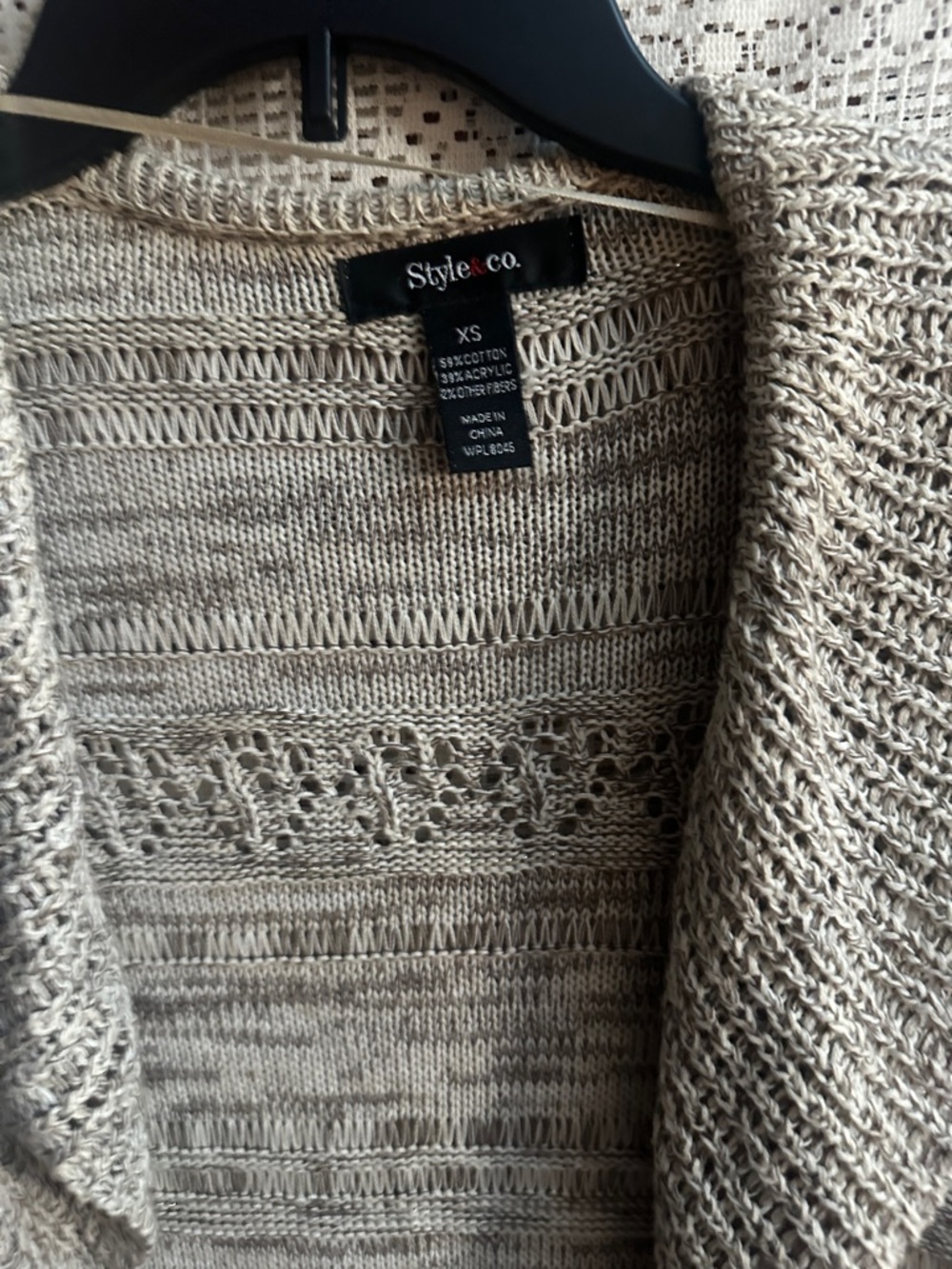 Style & Co. Heathered Beige Open-Front Ruffle Cardigan - Picture 2 of 4